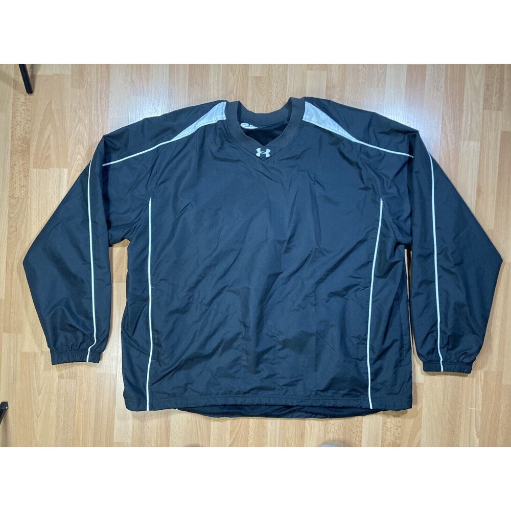 Under Armour Pullover Windbreaker (Men’s Size XXL) Black V-Neck Jacket • EUC